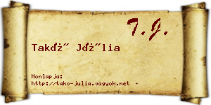 Takó Júlia névjegykártya