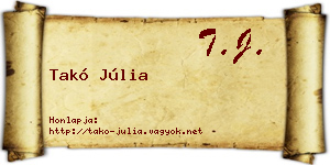 Takó Júlia névjegykártya